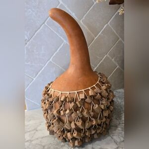Vintage African Shekere Percussion Gourd Rattle Instrument Music Global Organic